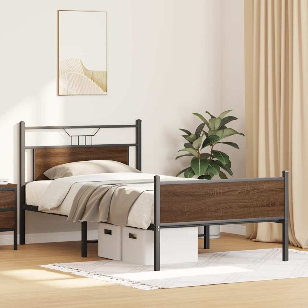 sengeramme 100x200 cm uden madras konstrueret træ brunt eg