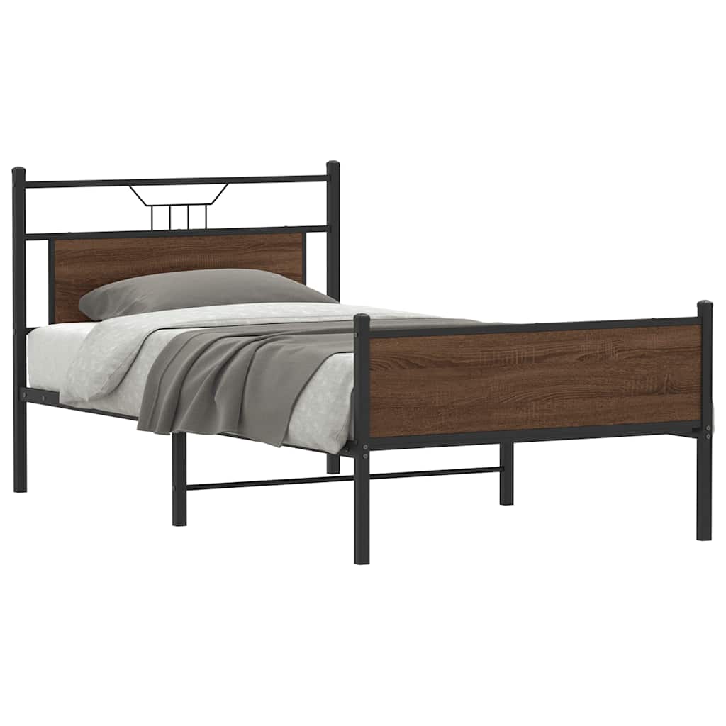 sengeramme 100x200 cm uden madras konstrueret træ brunt eg