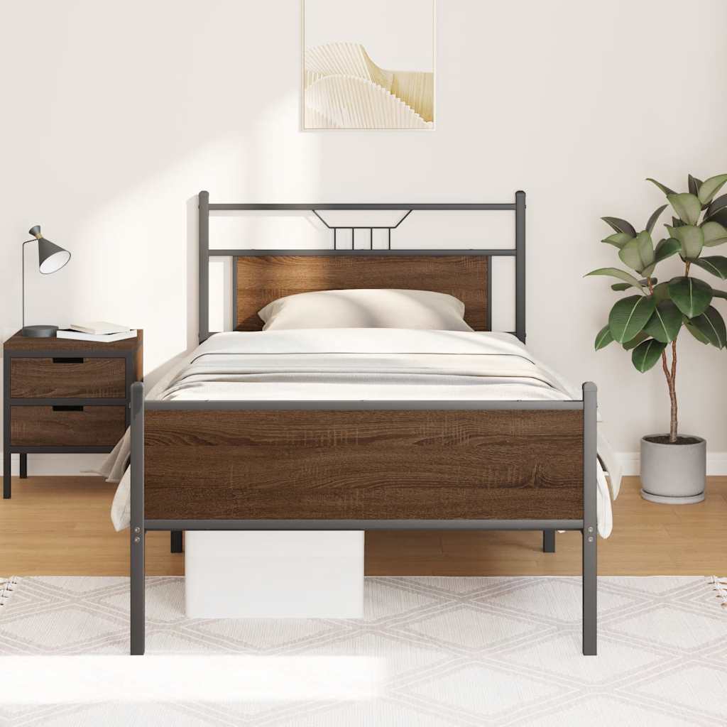 sengeramme uden madras 107x203 cm konstrueret træ brunt eg