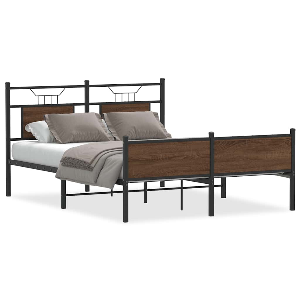 sengeramme 137x190 cm uden madras konstrueret træ brunt eg