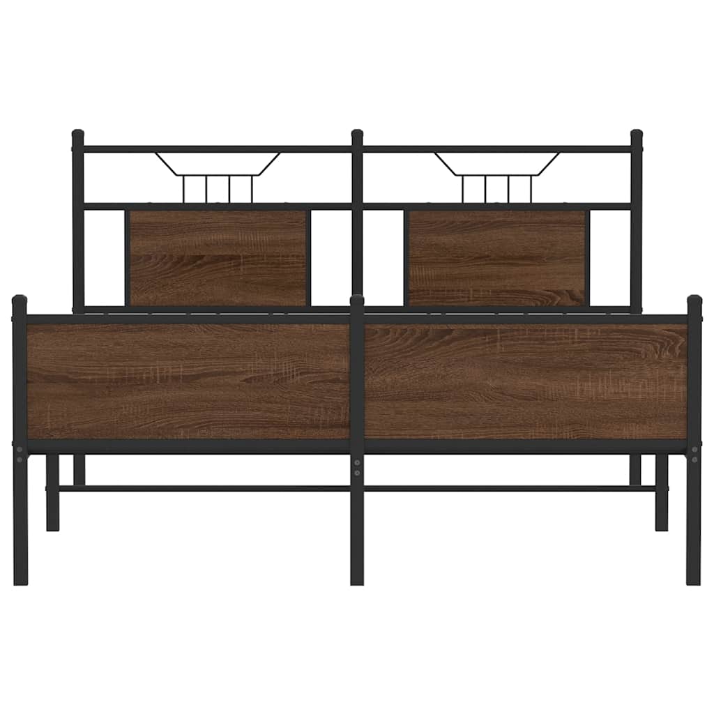sengeramme 137x190 cm uden madras konstrueret træ brunt eg