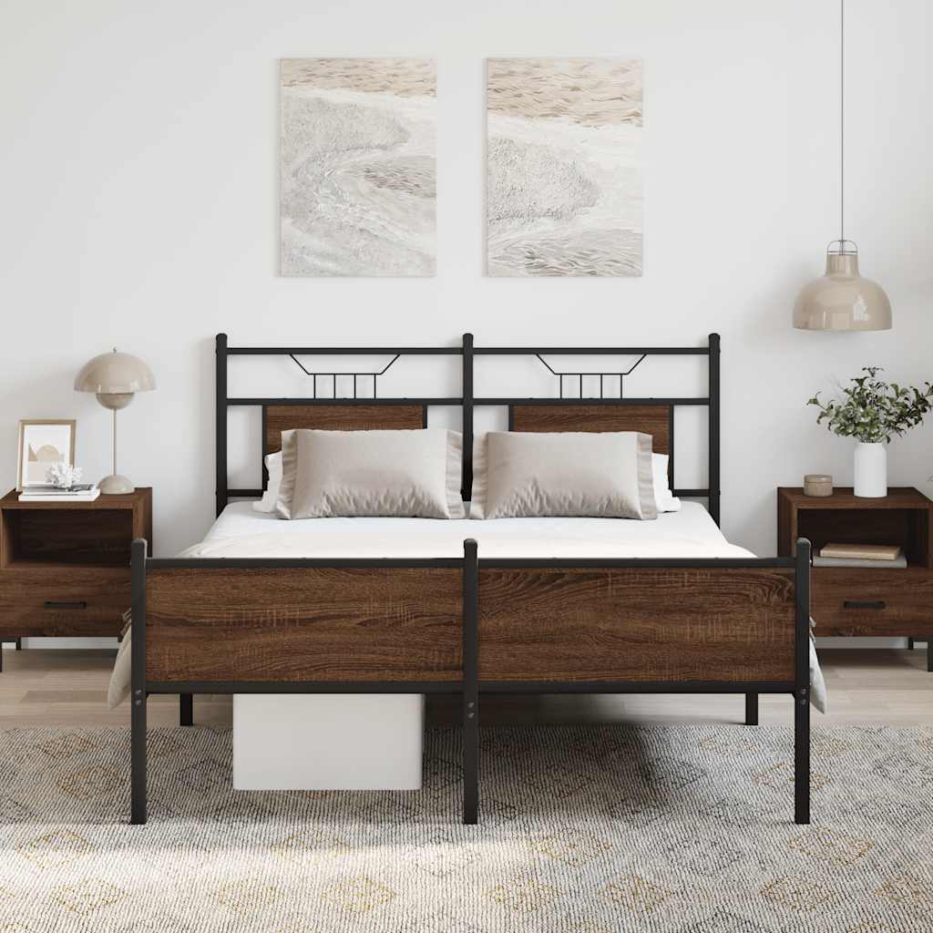 sengeramme 140x190 cm uden madras konstrueret træ brunt eg