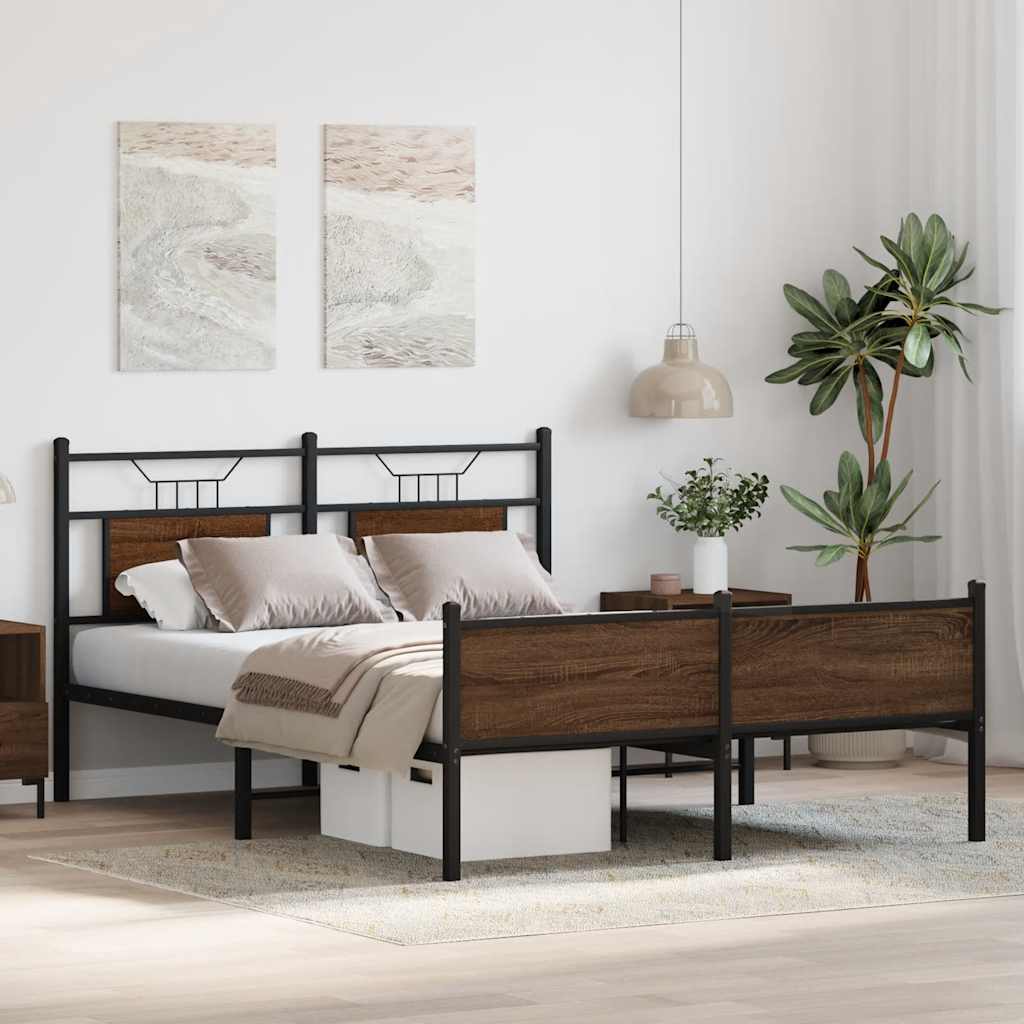 sengeramme 140x190 cm uden madras konstrueret træ brunt eg