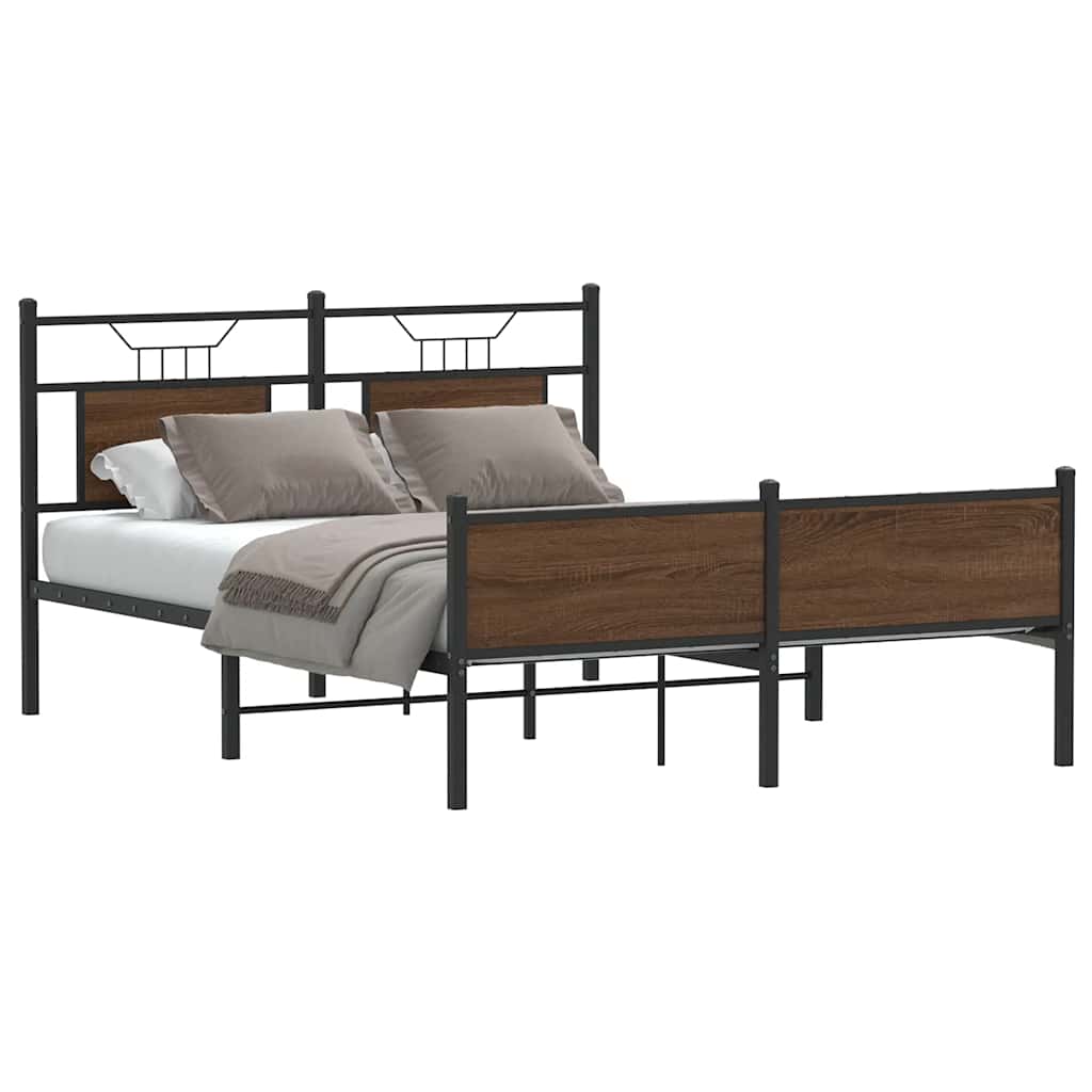 sengeramme 140x190 cm uden madras konstrueret træ brunt eg