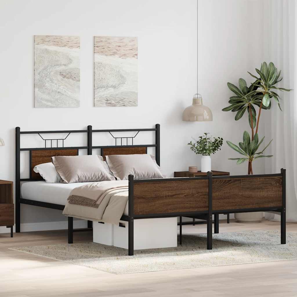 sengeramme 140x200 cm uden madras konstrueret træ brunt eg