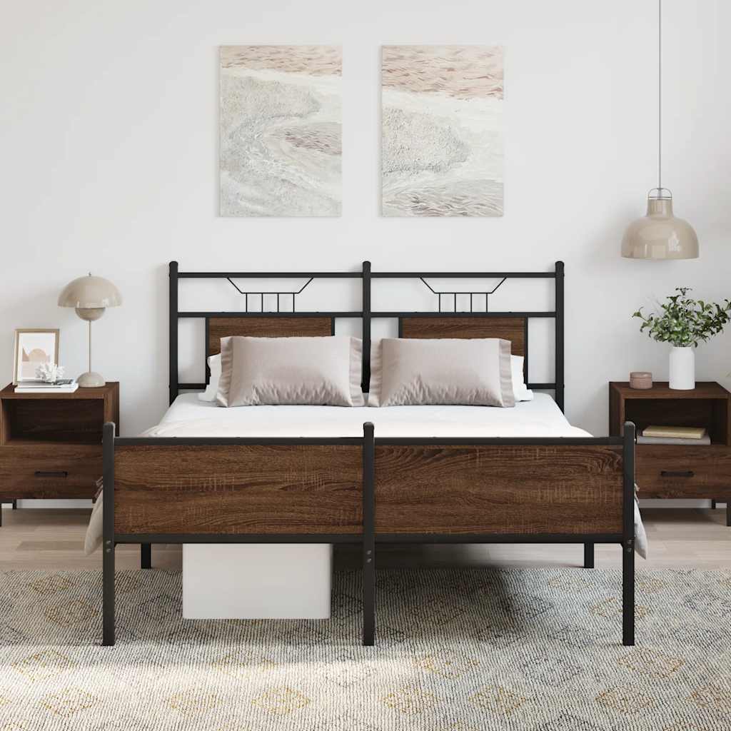 sengeramme 150x200 cm uden madras konstrueret træ brunt eg