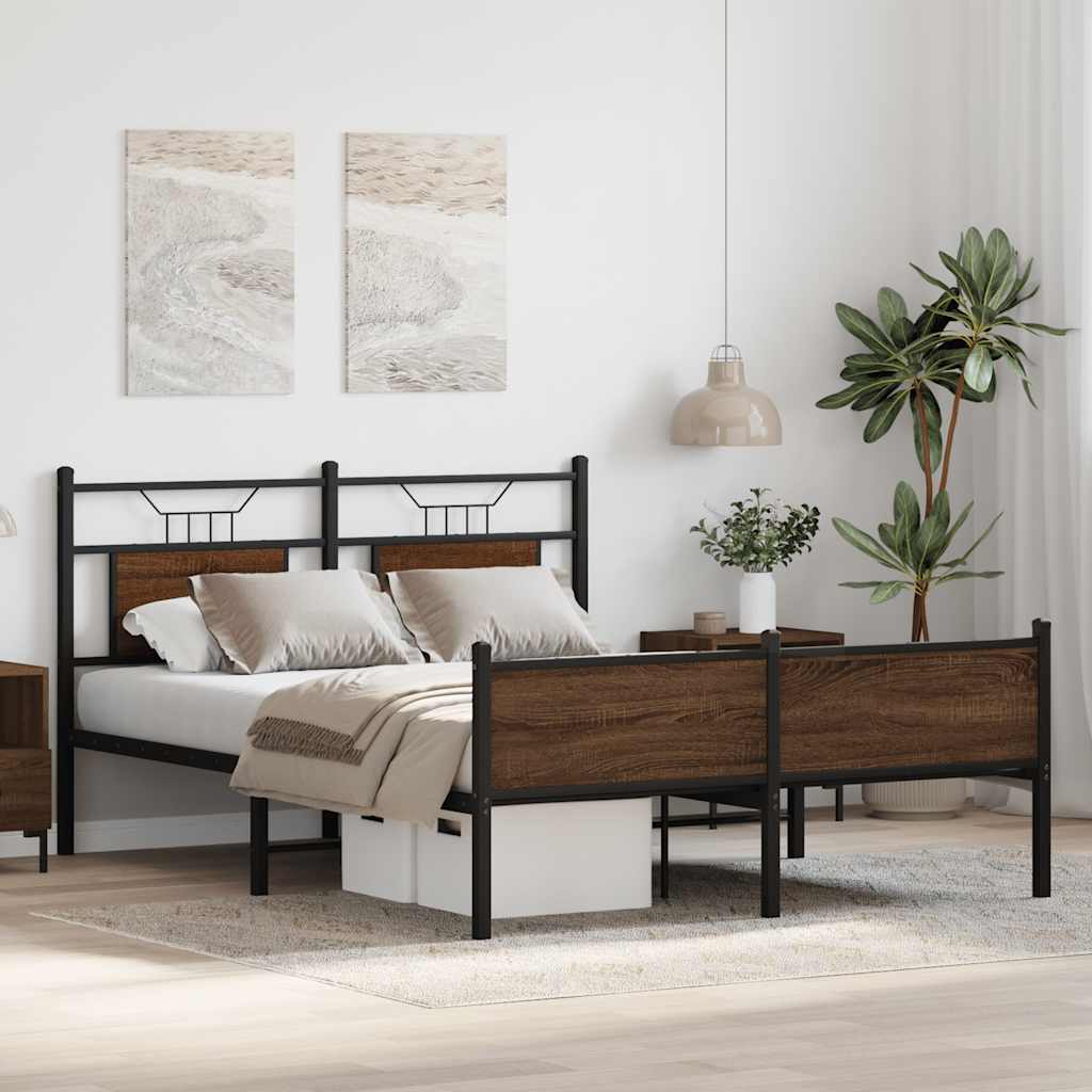 sengeramme 150x200 cm uden madras konstrueret træ brunt eg