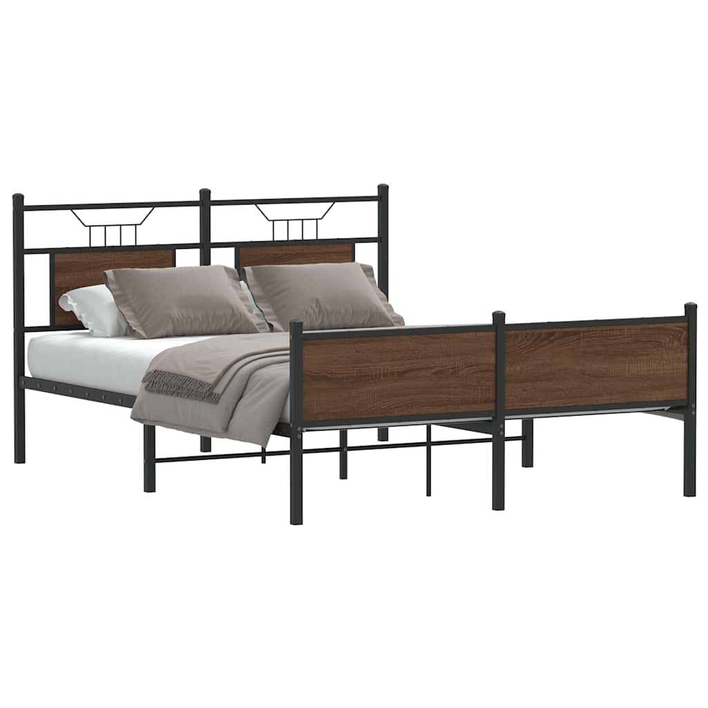 sengeramme 150x200 cm uden madras konstrueret træ brunt eg