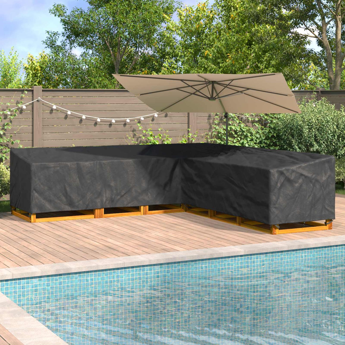 Møbelbetræk 325 x 325 x 80 cm 420D Oxford Stof L-form Vandtæt