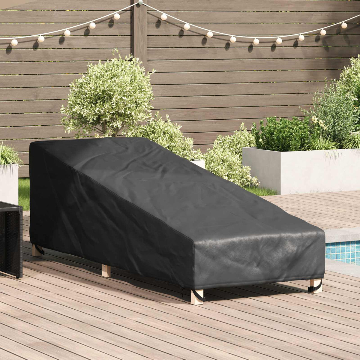 Udendørs møbelovertræk 203 x 81 x 63 cm 600D Oxford Stof Sort