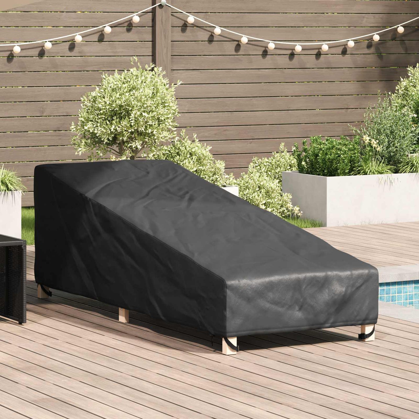 Udendørs møbelovertræk 210 x 80 x 75 cm 600D Oxford Stof Sort