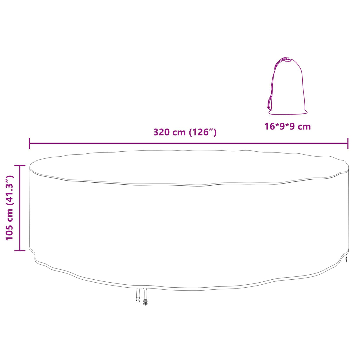 Møbelbetræk 320 x 320 x 105 cm 420D Oxford Stof Rund Vandtæt