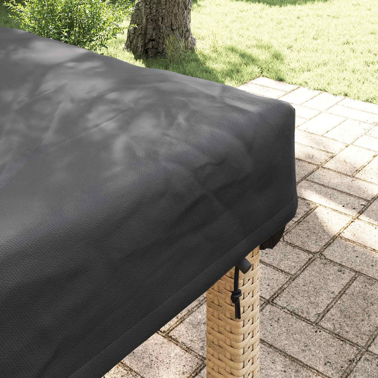 Borddække 202 x 102 x 15 cm Stof Rektangulær Vandtæt Sort