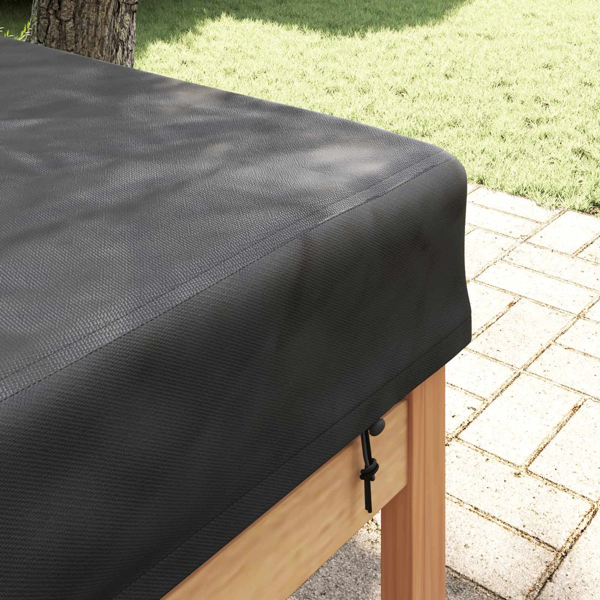 Borddække 102 x 262 x 15 cm Stof Rektangulær Vandtæt Sort