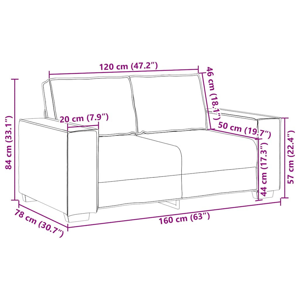 2-personers sofa i linned 160x78x84 cm