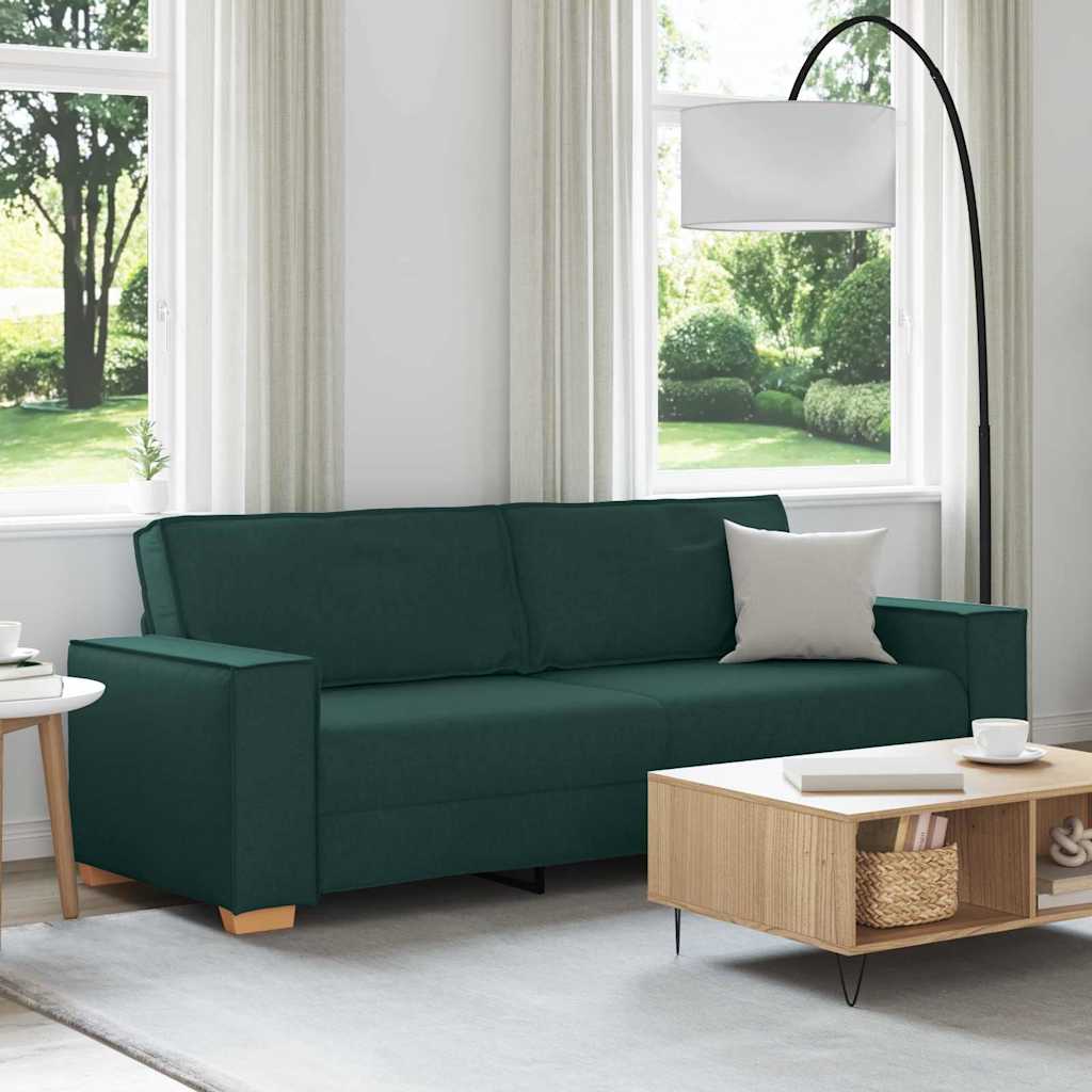 3-personers sofa Mørkegrøn 220 cm Stof