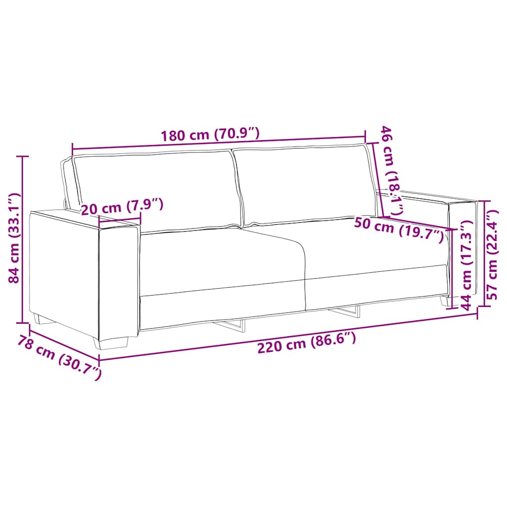 3-personers sofa Mørkegrøn 220 cm Stof