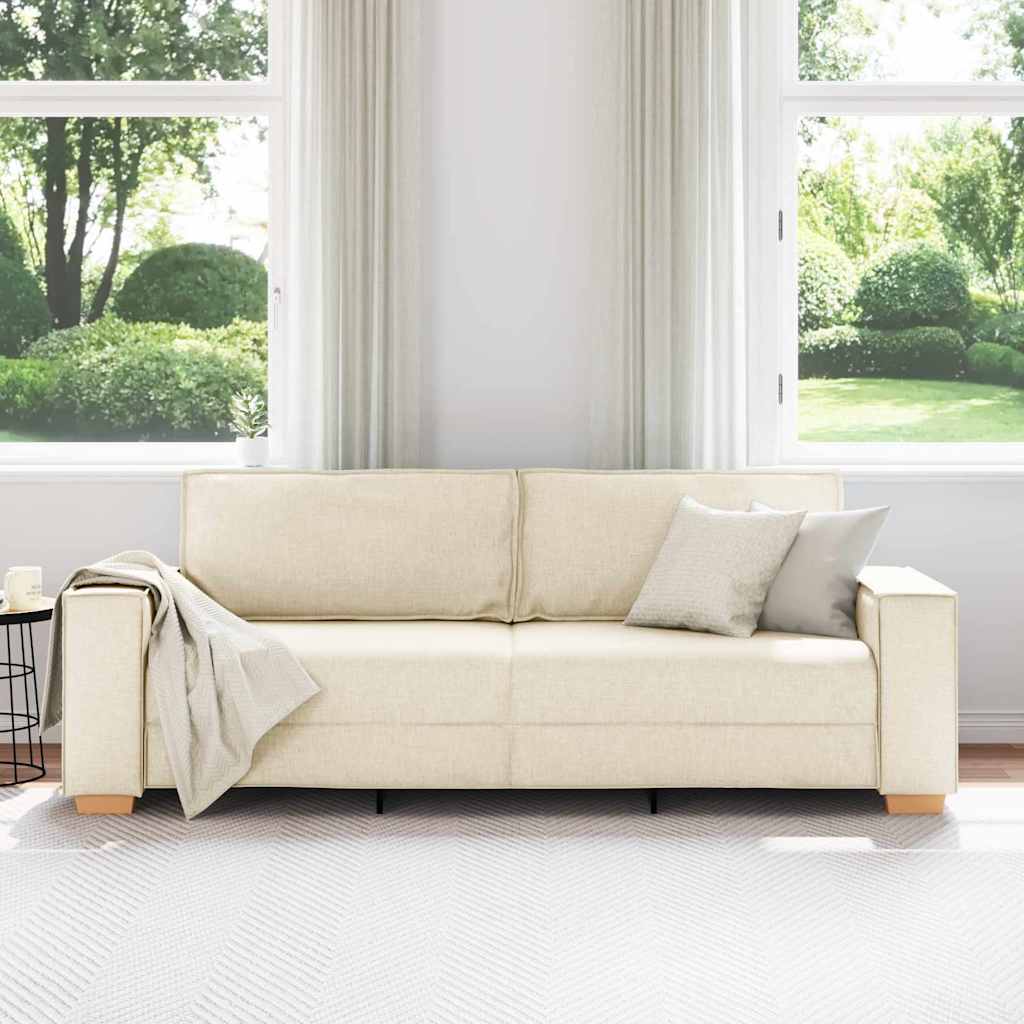 3-personers sofa Beige 220 cm Linned-blandet stof