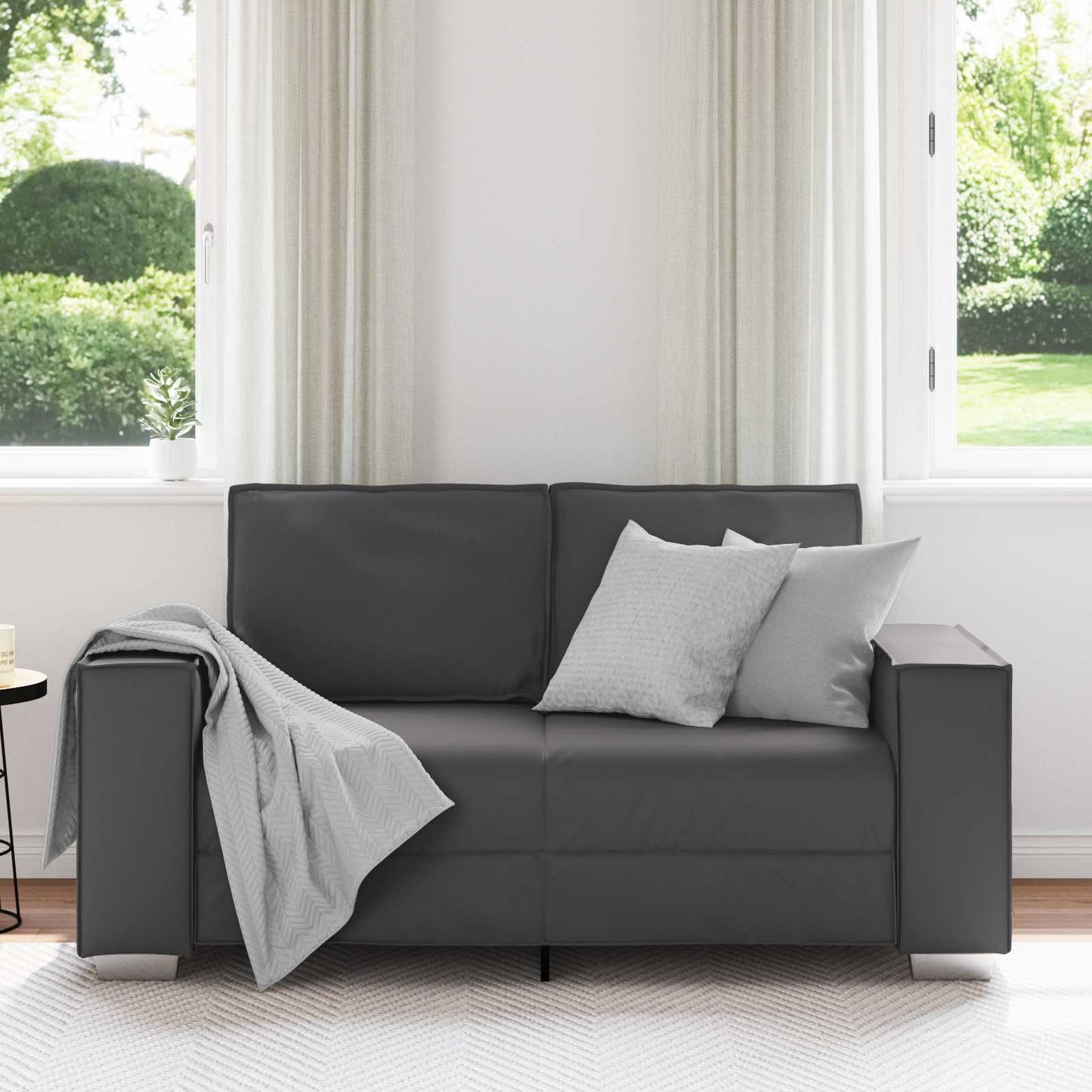Tosæders sofa Grå 160 cm Faux læder