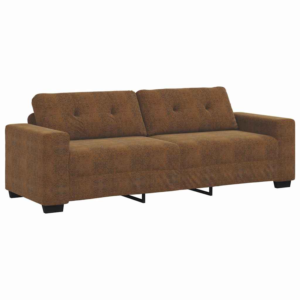 3-personers sofa Brun 220 cm Faux Suede Læder