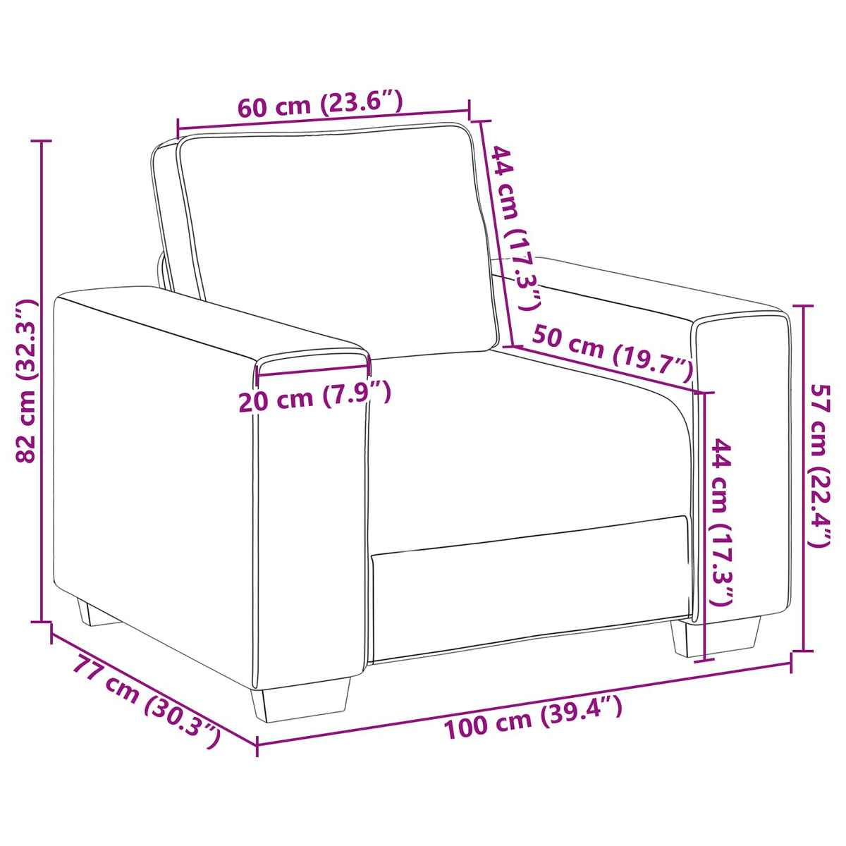 Sofa Stol Brun 100 cm Stof