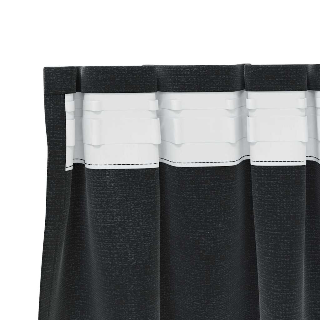 Gardiner 2 stk. Sort 140 x 140 cm Fløjl