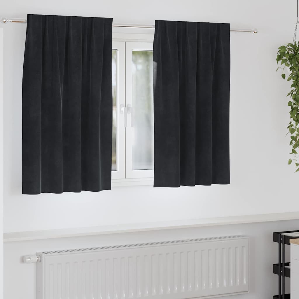 Gardiner 2 stk. Sort 140 x 140 cm Fløjl