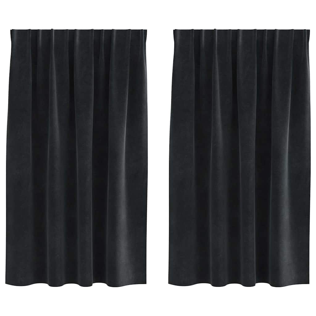 Gardiner 2 stk. Sort 140 x 140 cm Fløjl