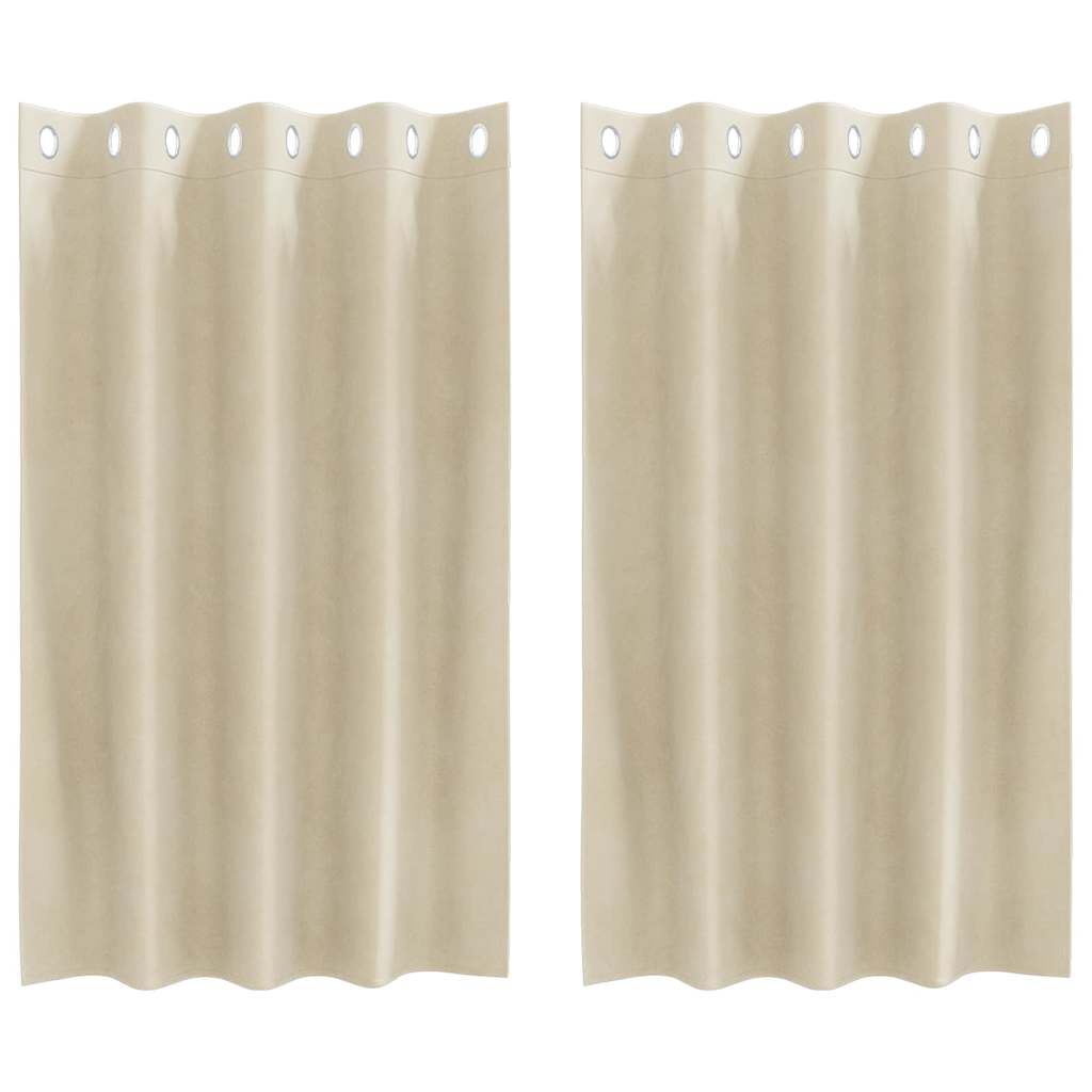 Gardiner 2 stk. Cremefarvet 140 x 140 cm Fløjl