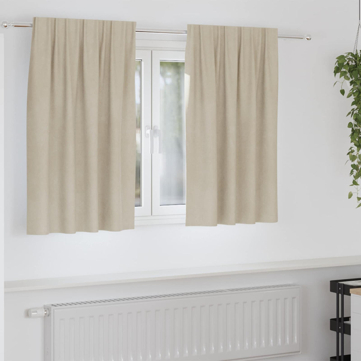 Gardiner 2 stk. Cremefarvet 140 x 140 cm Fløjl