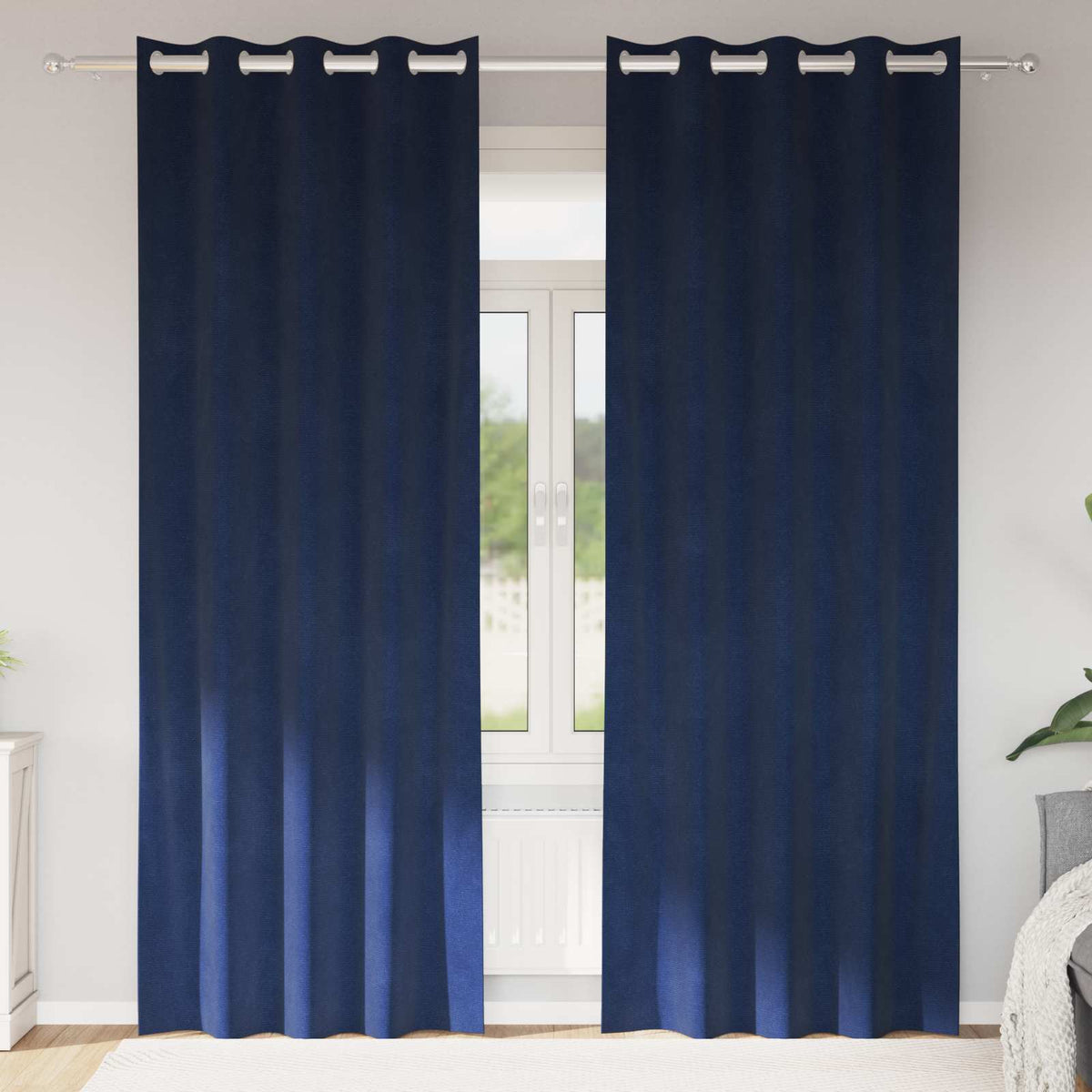 Gardiner 2 stk. Mørk blå 140 x 260 cm Fløjl