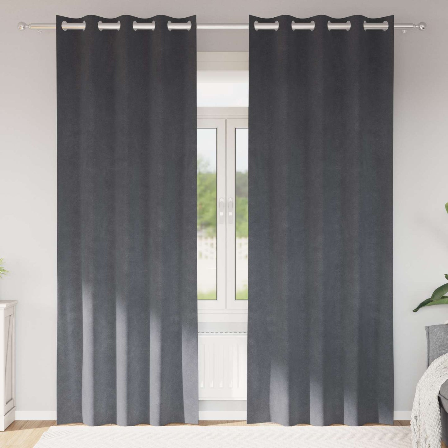Gardiner 2 stk. Lysegrå 140 x 260 cm Fløjl