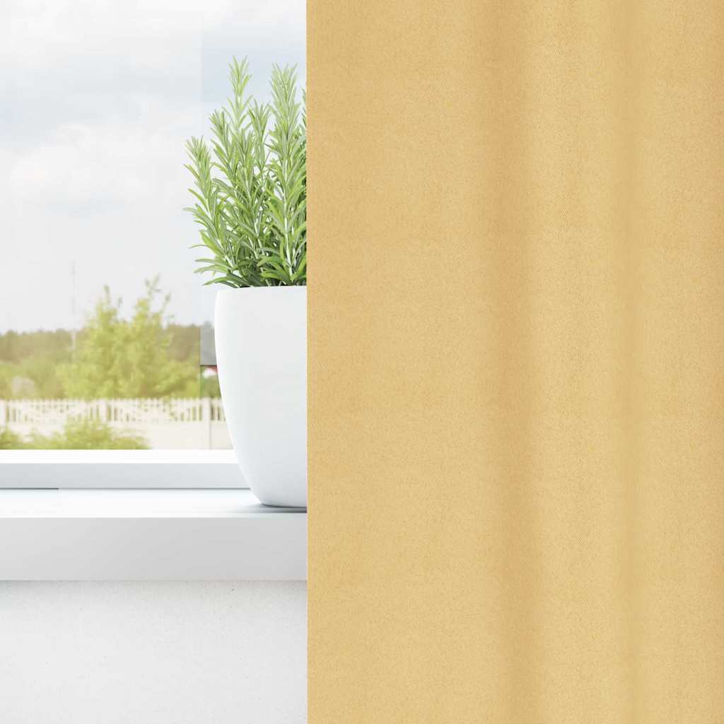 Mørklægningsgardiner med ringe 2 stk. Beige 225 x 140 cm