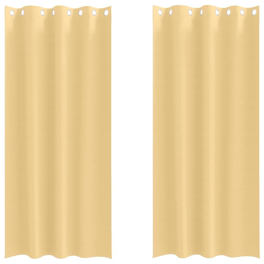 Mørklægningsgardiner med ringe 2 stk. Beige 245 x 140 cm