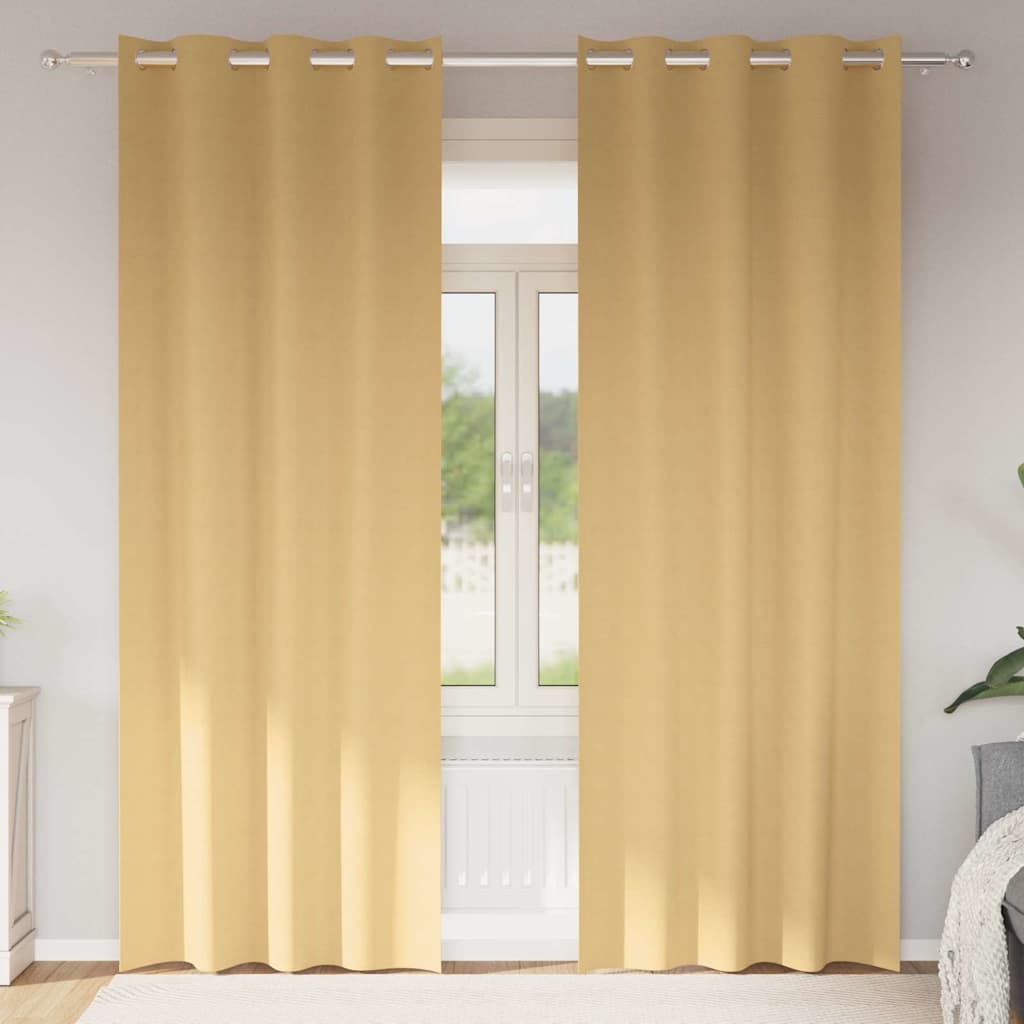 Mørklægningsgardiner med ringe 2 stk. Beige 260 x 140 cm