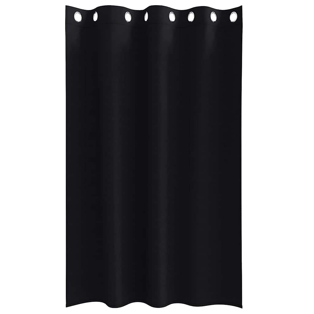 Mørklægningsgardiner med ringe 2 stk. Sort 175 x 140 cm