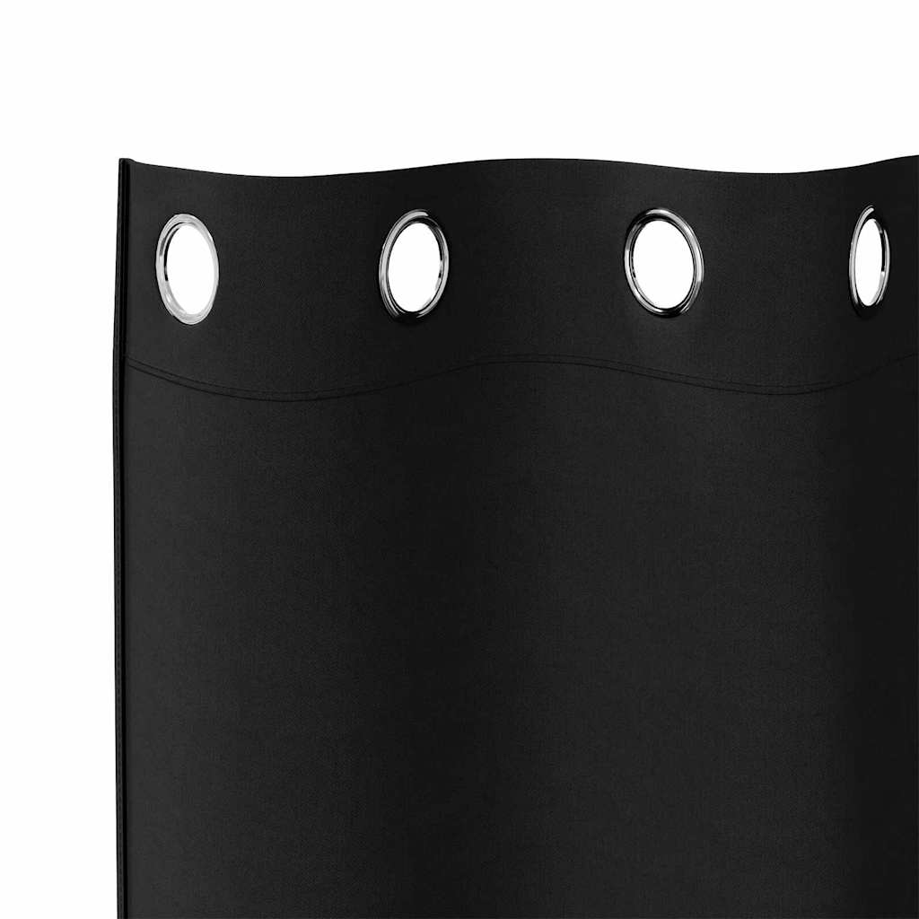 Mørklægningsgardiner med ringe 2 stk. Sort 225 x 140 cm