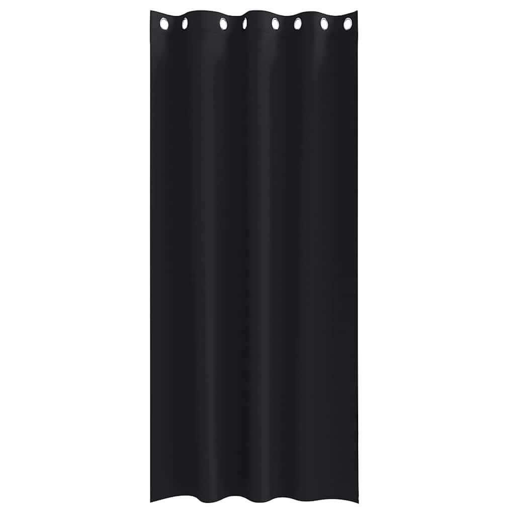 Mørklægningsgardiner med ringe 2 stk. Sort 225 x 140 cm