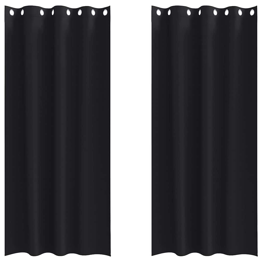 Mørklægningsgardiner med ringe 2 stk. Sort 245 x 140 cm