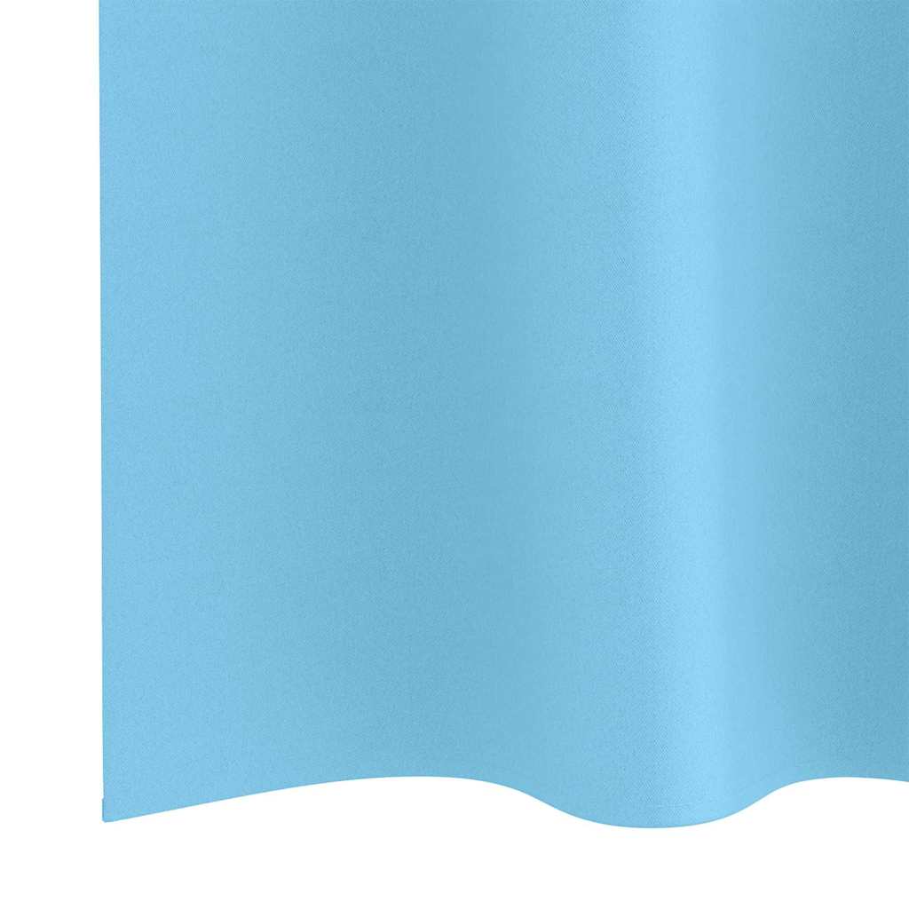 Mørklægningsgardiner med ringe 2 stk. Lyseblå 225 x 140 cm