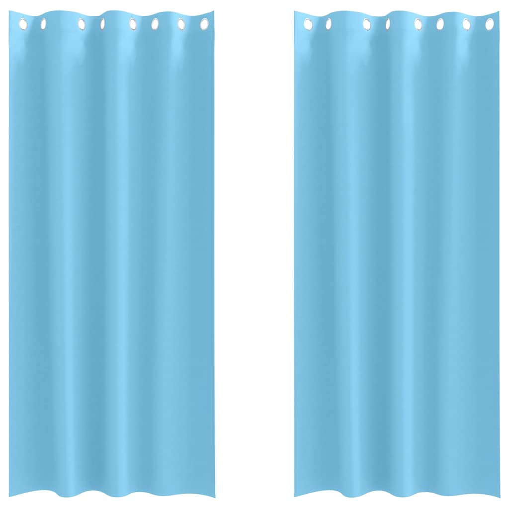 Mørklægningsgardiner med ringe 2 stk. Lyseblå 245 x 140 cm