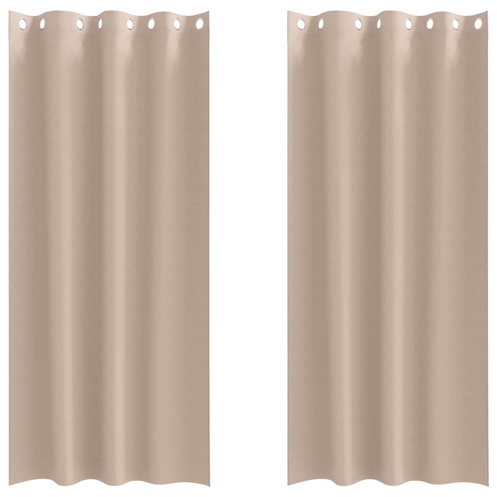 Mørklægningsgardiner med ringe 2 stk. Gråbrun 245 x 140 cm
