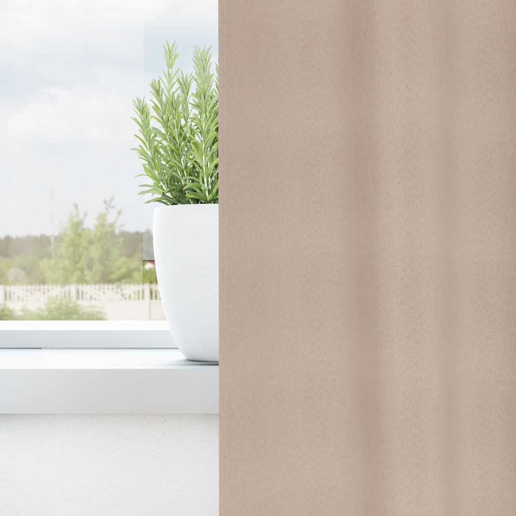 Mørklægningsgardiner med ringe 2 stk. Gråbrun 260 x 140 cm
