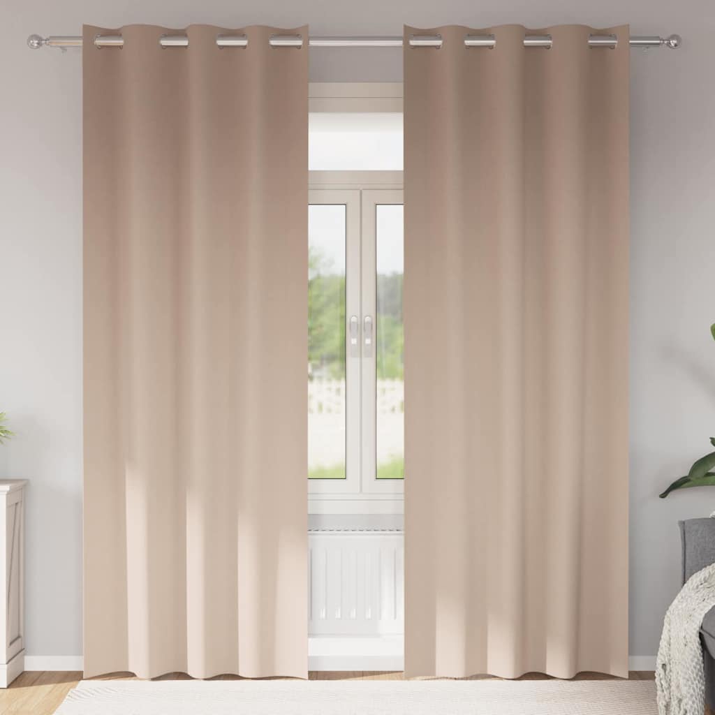 Mørklægningsgardiner med ringe 2 stk. Gråbrun 260 x 140 cm