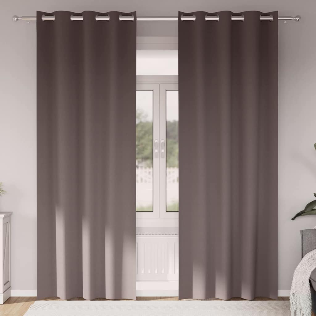 Mørklægningsgardiner med ringe 2 stk. Mørk Brun 245 x 140 cm