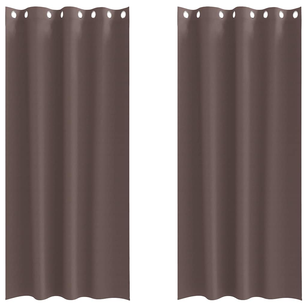 Mørklægningsgardiner med ringe 2 stk. Mørk Brun 245 x 140 cm