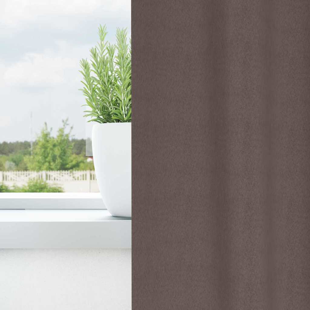 Mørklægningsgardiner med ringe 2 stk. Mørk Brun 260 x 140 cm