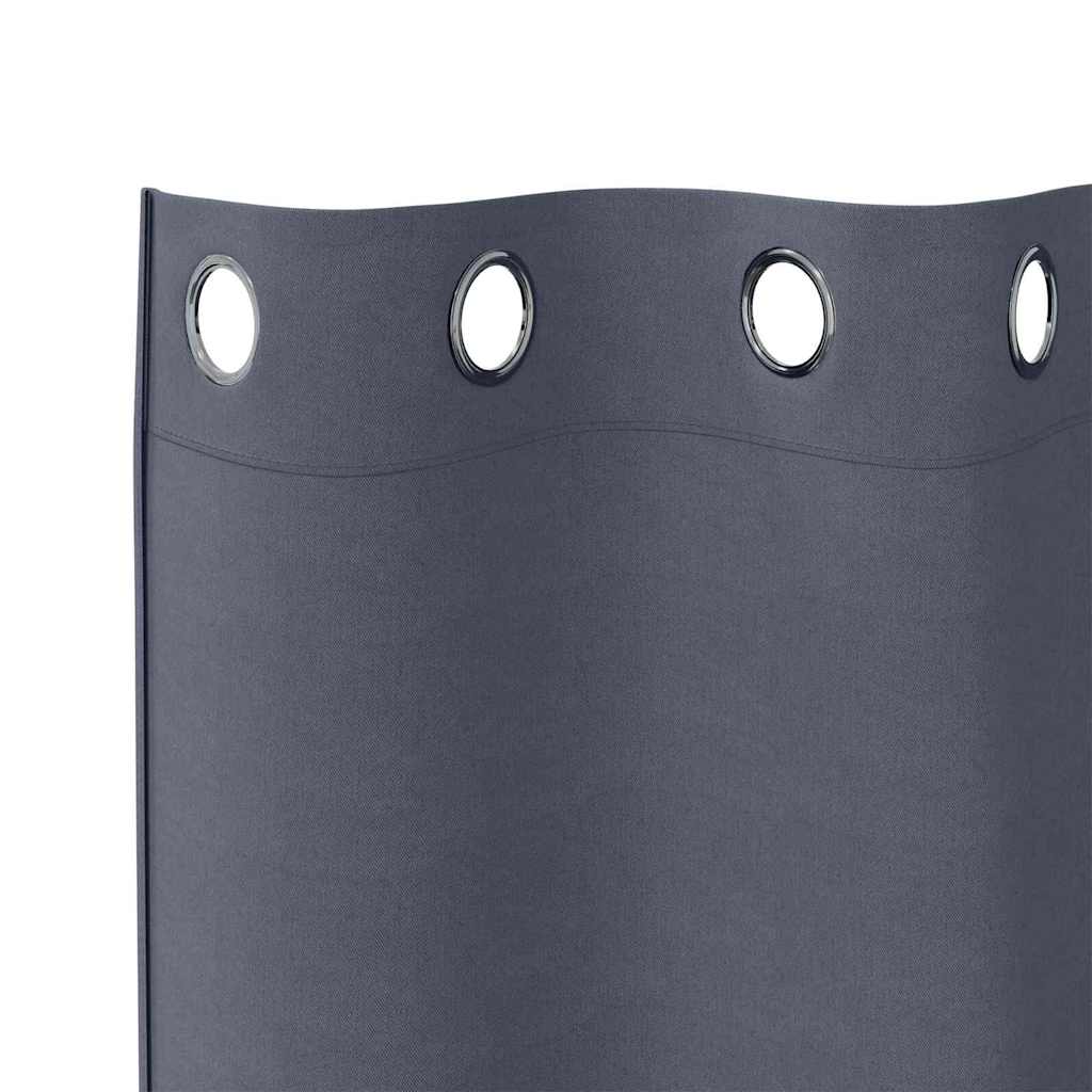 Mørklægningsgardiner med ringe 2 stk. Antracit 175 x 140 cm