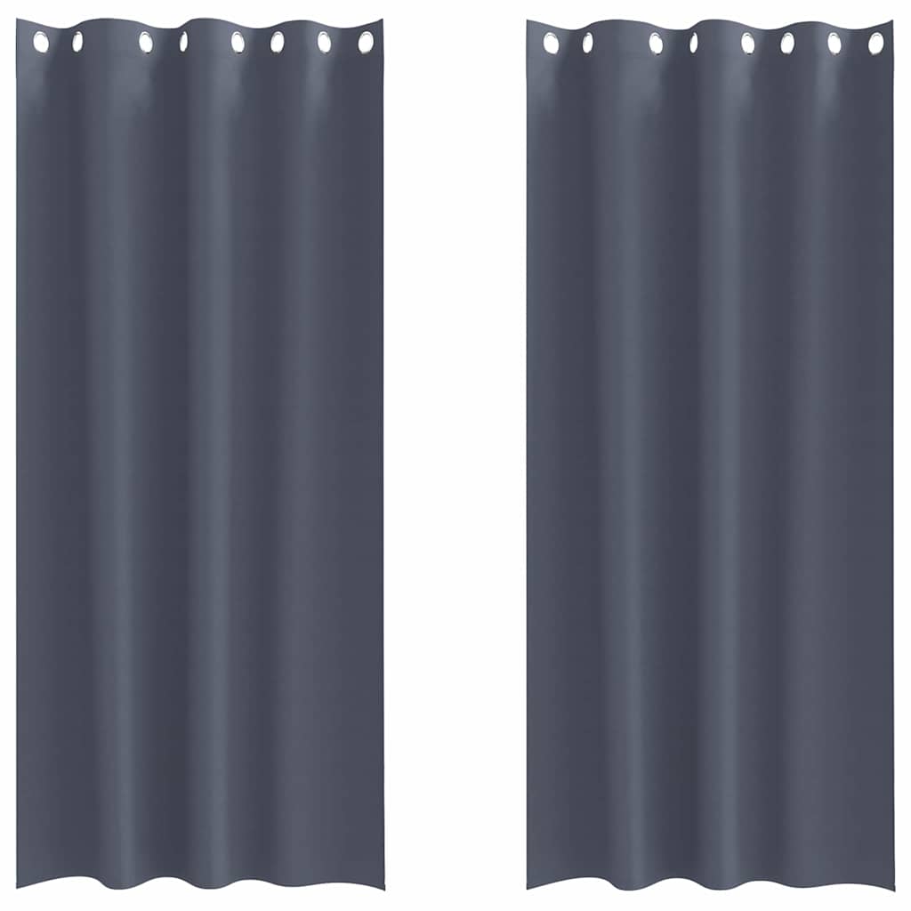 Mørklægningsgardiner med ringe 2 stk. Antracit 260 x 140 cm