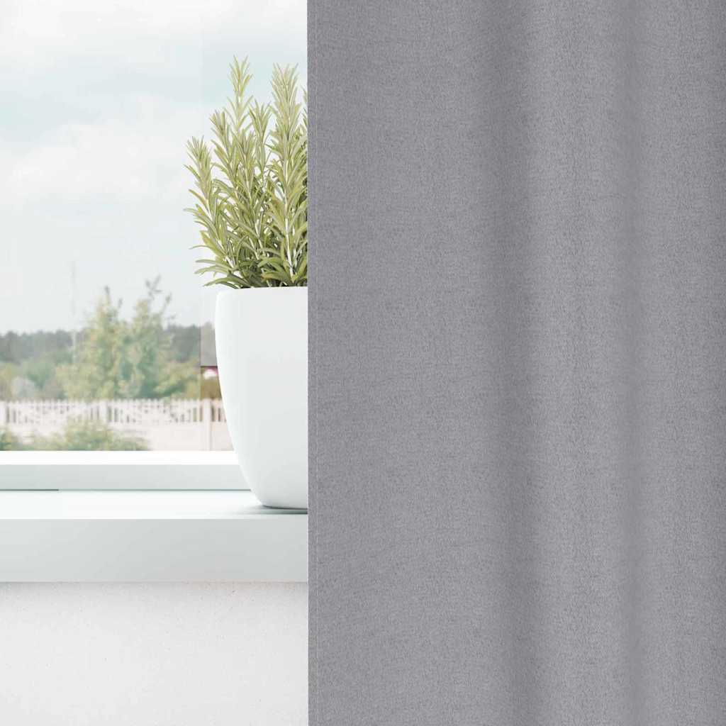 Mørklægningsgardiner med ringe 2 stk. Lysegrå 245 x 140 cm
